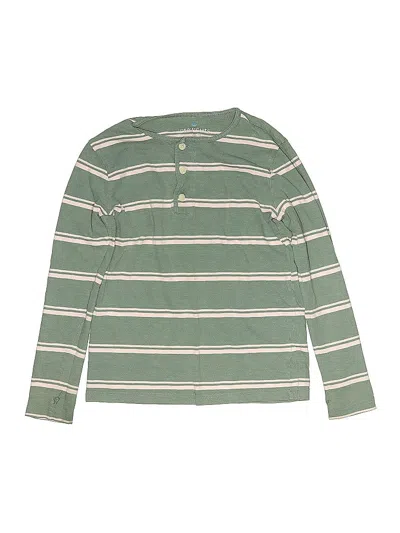 Pre-owned Crewcuts Kids' Long Sleeve Henley Shirt In Green