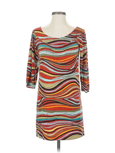 Pre-owned Vertigo Paris 3/4 Sleeve Top Orange Scoop Neck Tops