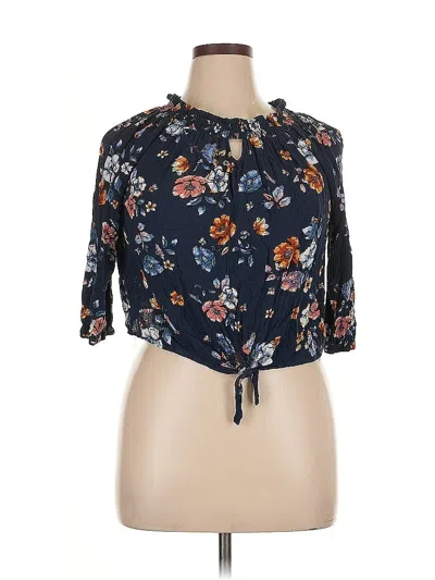 Pre-owned Wishful Park Tank Top Blue Tie Neck Tops