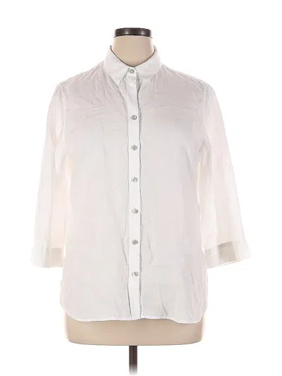 Pre-owned Chico's 3/4 Sleeve Button Down Shirt In White
