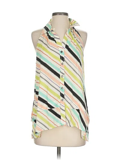 Pre-owned Maeve Sleeveless Button Down Shirt In Green