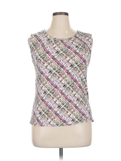 Pre-owned Chelsea Rose Tank Top Ivory Tweed Pattern Square Neckline Tops In White