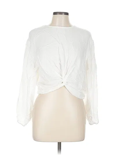 Pre-owned Mustard Seed Long Sleeve Blouse In White