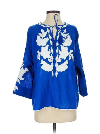 Pre-owned Chico's 3/4 Sleeve Blouse In Blue