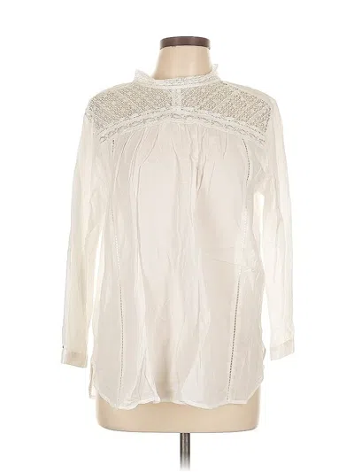 Pre-owned Ann Taylor Loft Long Sleeve Blouse In White