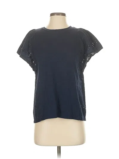 Pre-owned Ann Taylor Loft Short Sleeve Top Gray Keyhole Neckline Tops