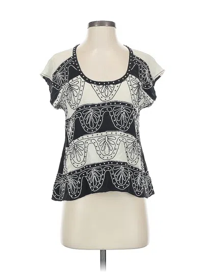 Pre-owned Nanette Lepore Short Sleeve Top Black Cold Shoulder Neckline Tops