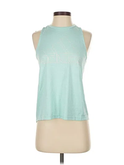 Pre-owned Adidas Originals Tank Top Teal Halter Neckline Tops In Blue