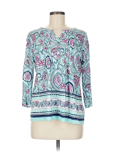 Pre-owned Talbots 3/4 Sleeve T-shirt In Blue