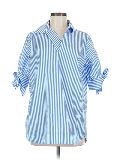 Pre-owned Foxcroft Short Sleeve Button Down Shirt In Blue