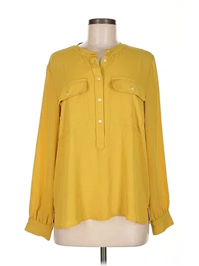 Pre-owned Ann Taylor Loft Long Sleeve Blouse In Yellow
