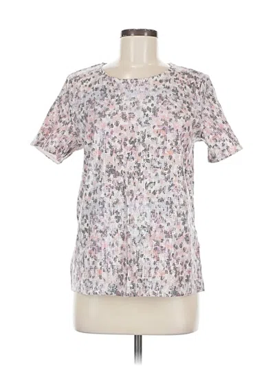 Pre-owned Dkny Short Sleeve Top Pink Camo Pattern Crew Neck Tops