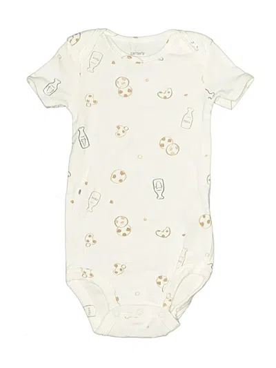 Pre-owned Carter's Babies' Short Sleeve Onesie In White