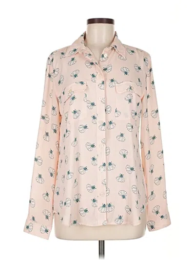 Pre-owned Ann Taylor Loft Long Sleeve Blouse In Pink