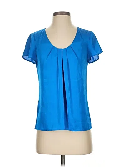 Pre-owned Ann Taylor Short Sleeve Blouse In Blue
