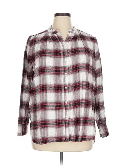 Pre-owned Ann Taylor Loft Long Sleeve Button Down Shirt In Burgundy