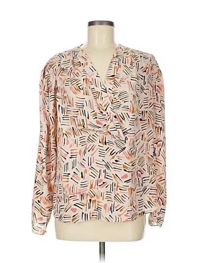 Pre-owned Cabi Long Sleeve Blouse In Brown