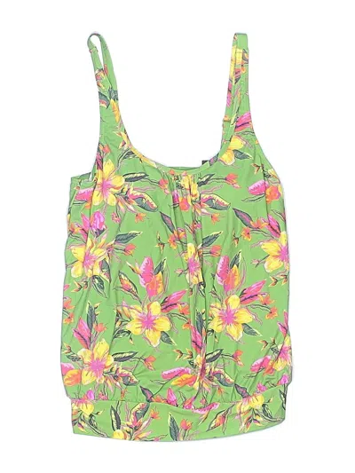 Pre-owned Lascana Swimsuit Top Green Tropical Pattern Swimwear