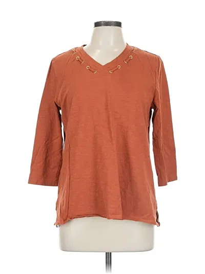Pre-owned Chico's 3/4 Sleeve T-shirt In Brown