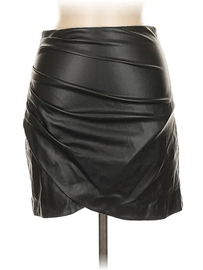 Pre-owned Zara Faux Leather Skirt In Black