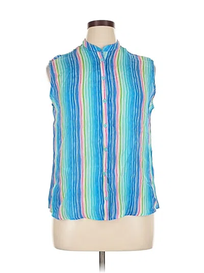 Pre-owned Apny Sleeveless Button Down Shirt In Blue