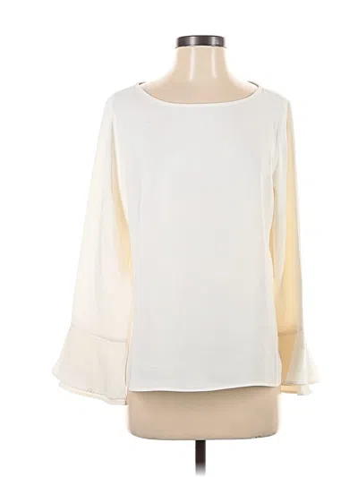 Pre-owned Ann Taylor Long Sleeve Blouse In White