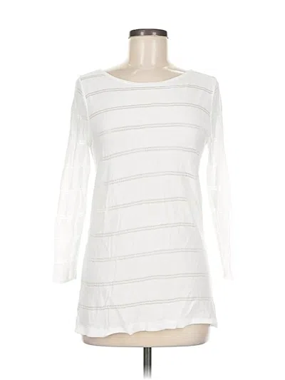 Pre-owned Ann Taylor Loft Long Sleeve Top White Boatneck Tops