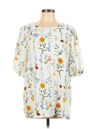 Pre-owned Remade Short Sleeve Blouse In White