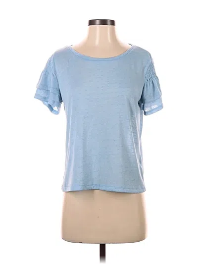 Pre-owned Nicole Miller Short Sleeve Top Blue Scoop Neck Tops