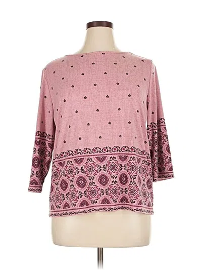 Pre-owned Liz Claiborne 3/4 Sleeve T-shirt In Pink
