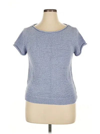 Pre-owned Marled By Reunited Short Sleeve Top Blue Scoop Neck Tops