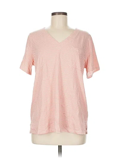 Pre-owned Belle By Kim Gravel Short Sleeve Top Pink V Neck Tops