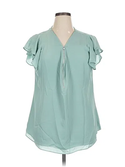 Pre-owned City Chic Short Sleeve Blouse In Blue