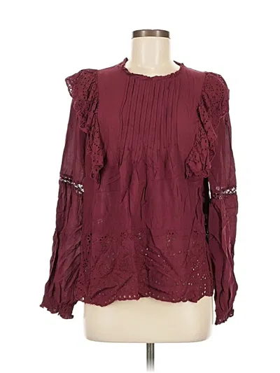 Pre-owned Knox Rose Long Sleeve Blouse In Burgundy