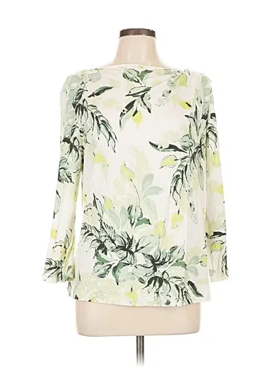 Pre-owned St John Long Sleeve Blouse In White