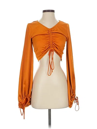 Pre-owned Staud Long Sleeve Blouse In Orange
