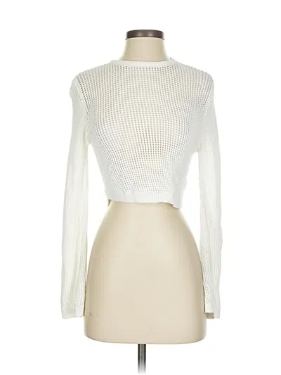 Pre-owned Miou Muse Long Sleeve Top Ivory Turtleneck Tops In White