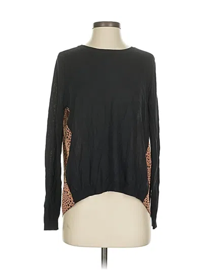 Current Air Long Sleeve Top Black Crew Neck Tops In Black