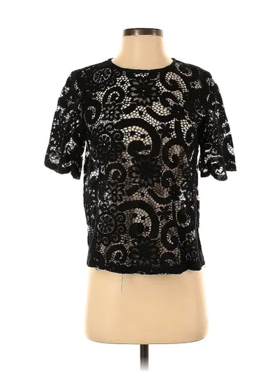 Pre-owned Nanette Lepore Short Sleeve Top Black Keyhole Neckline Tops