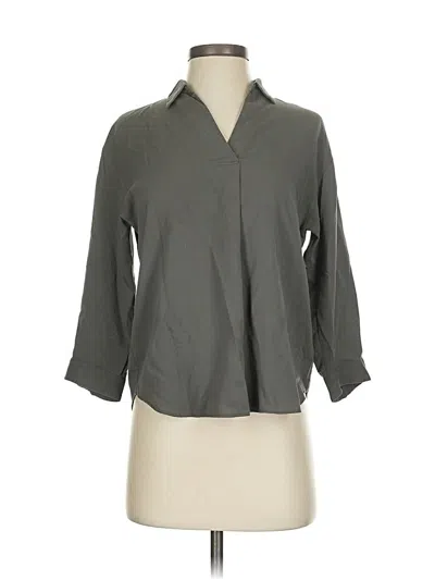 Pre-owned Uniqlo 3/4 Sleeve Button Down Shirt In Gray