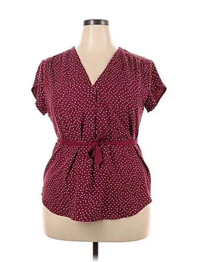 Pre-owned Fun2fun Short Sleeve Blouse In Burgundy