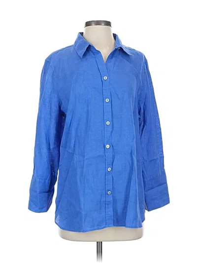 Pre-owned Chico's 3/4 Sleeve Button Down Shirt In Blue