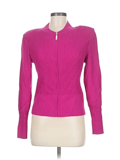 Pre-owned St John Wool Cardigan Sweater In Pink