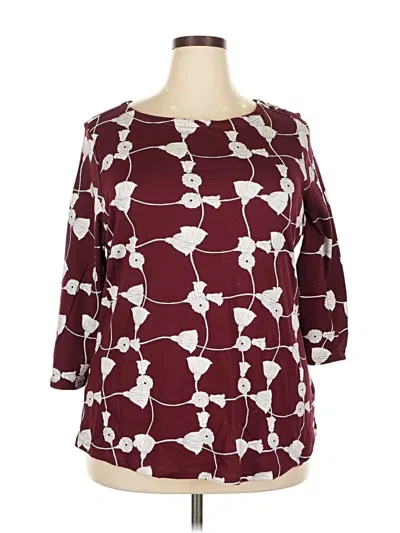 Pre-owned Charter Club 3/4 Sleeve Blouse In Burgundy