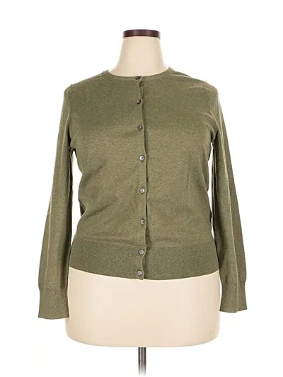 Pre-owned Lands' End Cardigan Sweater In Green