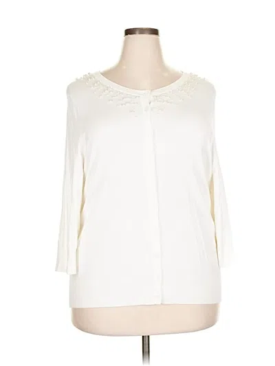 Pre-owned Roz & Ali Cardigan Sweater In White