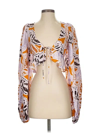 Pre-owned For Love & Lemons Long Sleeve Blouse In Orange