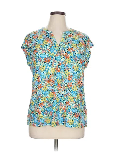 Pre-owned Anne Klein Short Sleeve Blouse In Blue