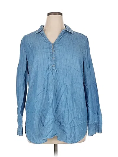 Pre-owned Talbots Long Sleeve Blouse In Blue