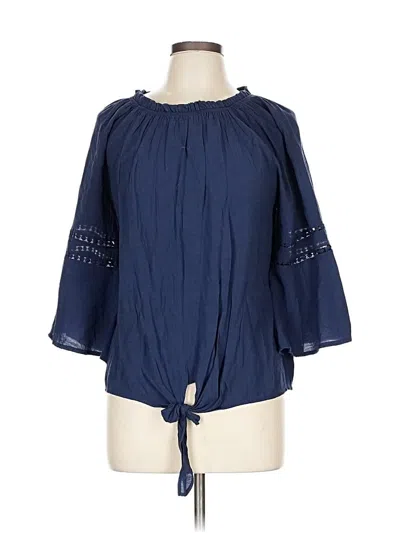 Pre-owned Ny Collection 3/4 Sleeve Blouse In Blue